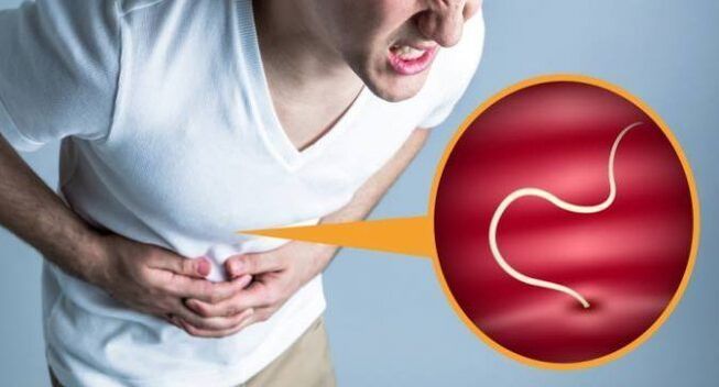 Abdominal pain is a sign of the presence of parasites in the body